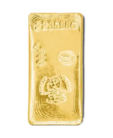 MADE IN FRANCE 1 Kg cast GOLD bar in recycled 24K pure gold by SAAMP available for sale at VIRTU LUXURY