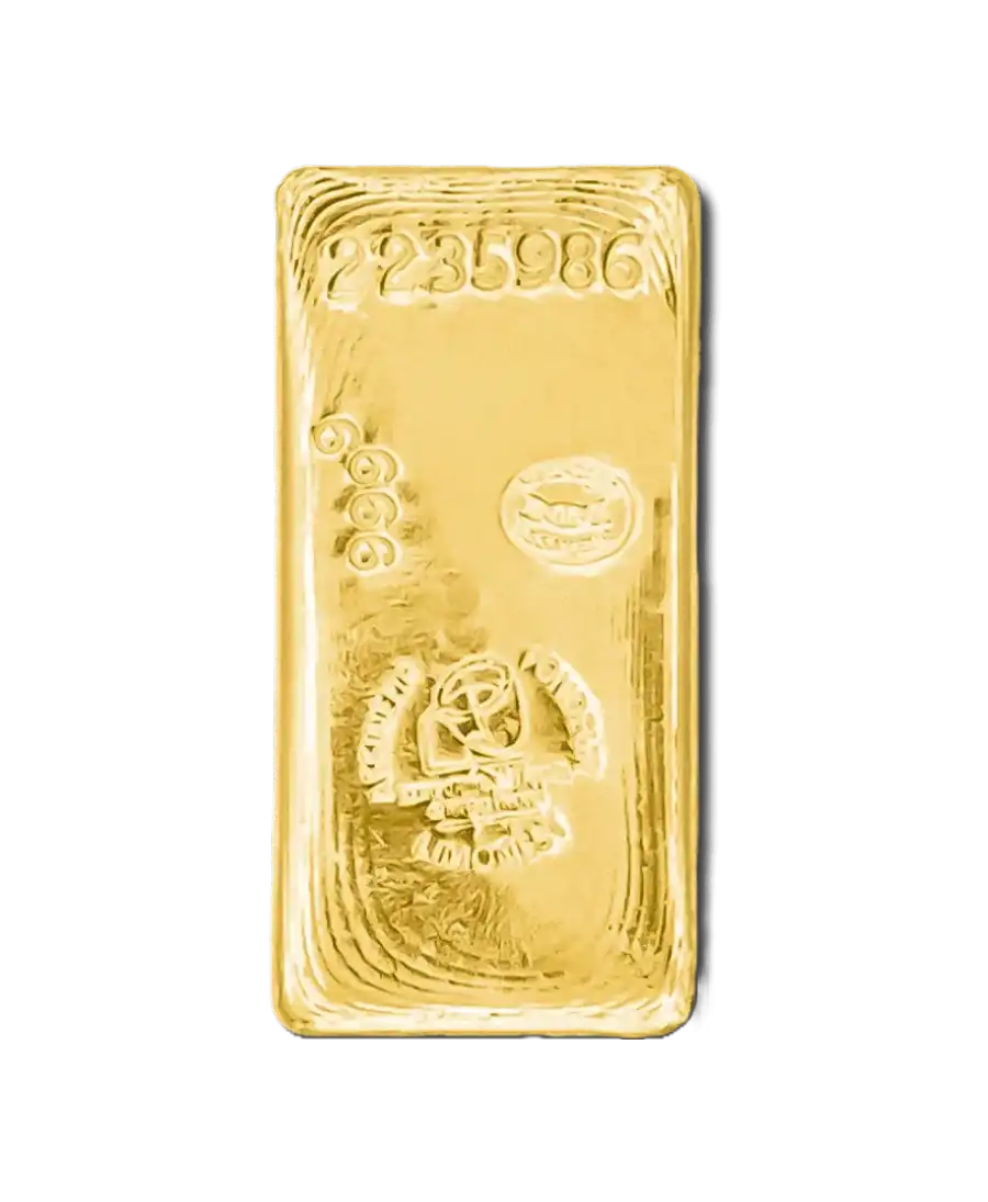 MADE IN FRANCE 1 Kg cast GOLD bar in recycled 24K pure gold by SAAMP available for sale at VIRTU LUXURY