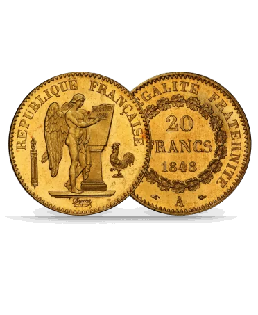 TWENTY Francs Gold GENIE coin available at VIRTU LUXURY